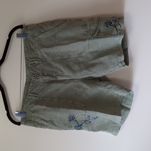 Sundance Womens Kennebunk Linen Blend Embroidered Cargo Shorts - Size 10 - Picture 4 of 13